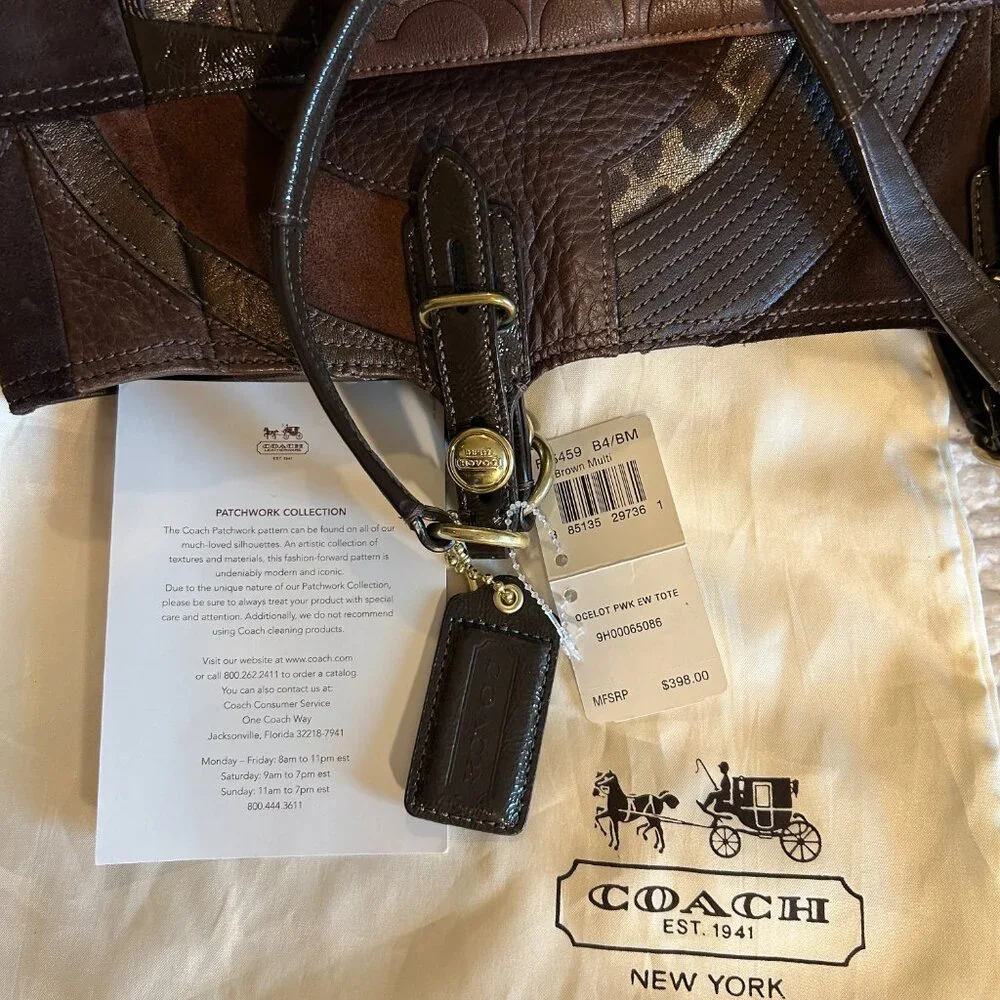 COACH PURSE NWT Patchwork Collection Brown/Gold/Leather/Suede - Picture 16 of 16